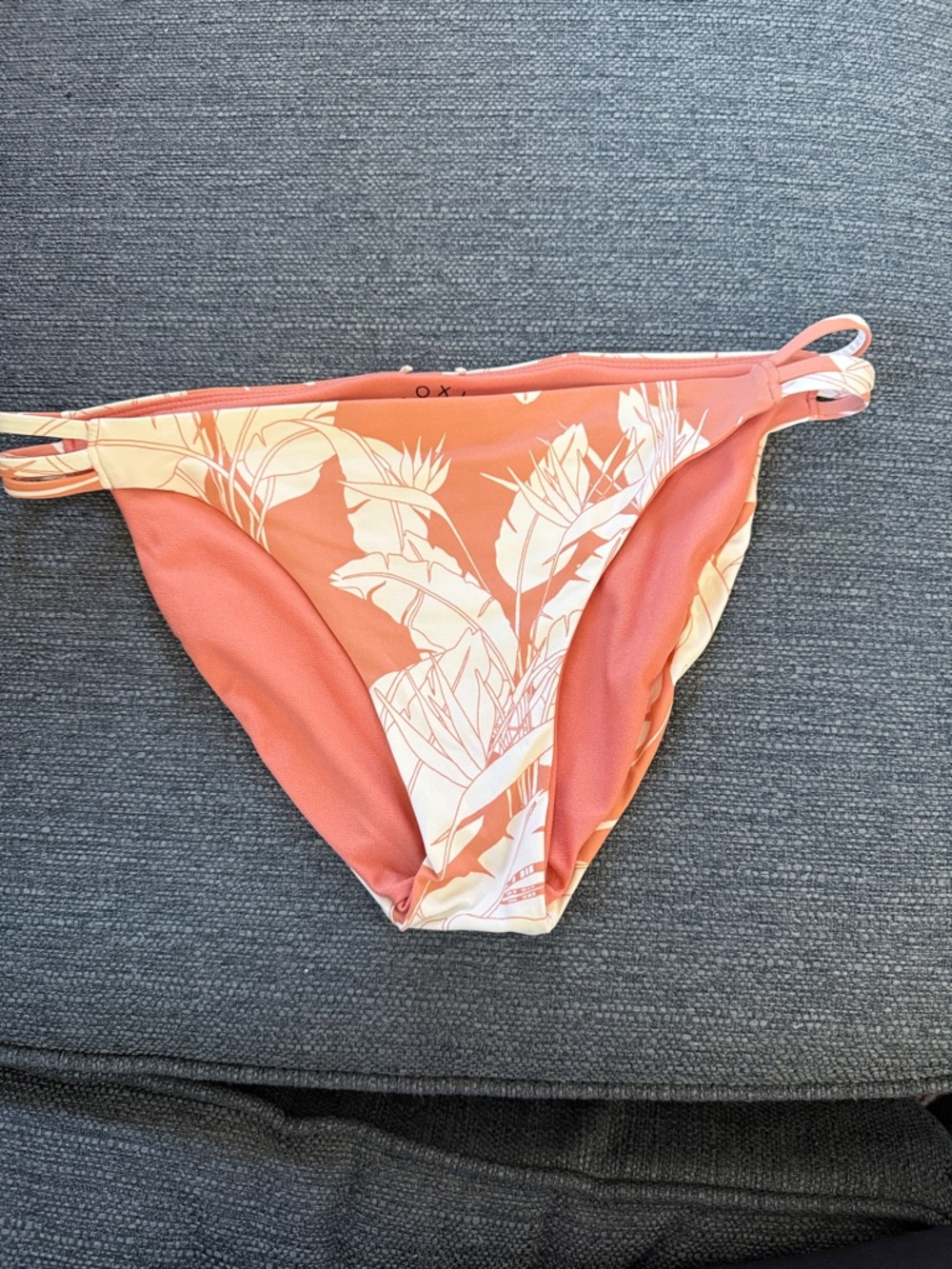 Roxy Coral and White Tropical Print Bikini Bottom